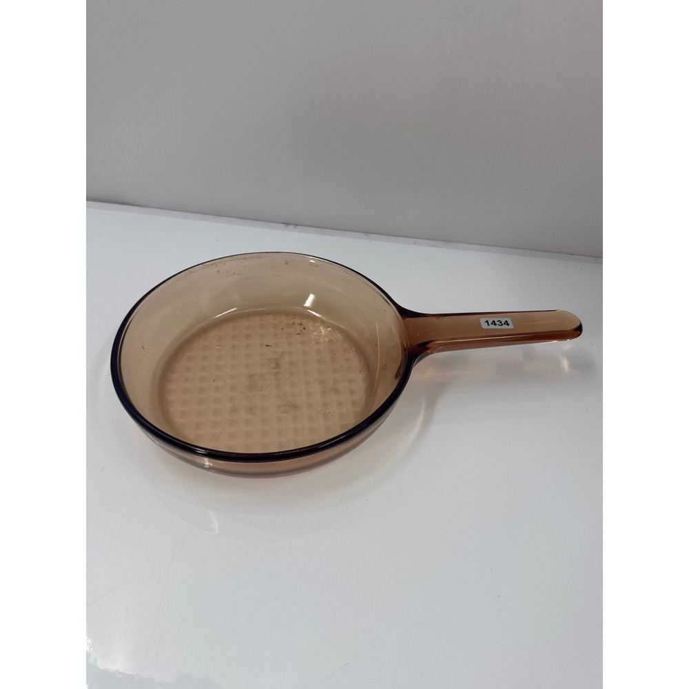 Visions by Corning Amber Glass Skillet 7 Inch Waffle Bottom V-2.5-B USA